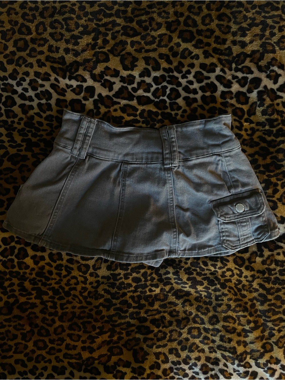 Gray Mini Skirt with Cargo Pocket